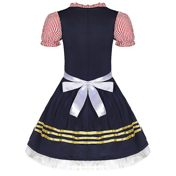 Fraulein Carnival Dirndl Oktoberfest Kostym Klassisk Beerfest Krogklubbar Wench Servitris Cosplay Fancy festklänning Navy L