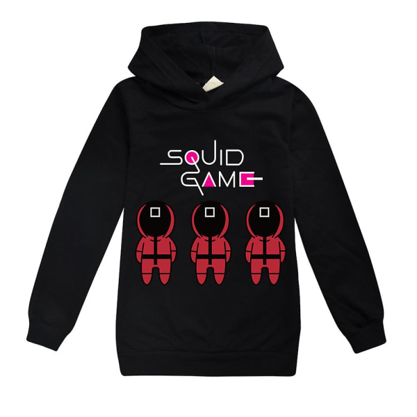 Squid Game Kids Unisex Langærmet Hættetrøje Sweatshirt Pullover Toppe Black 15-16Years