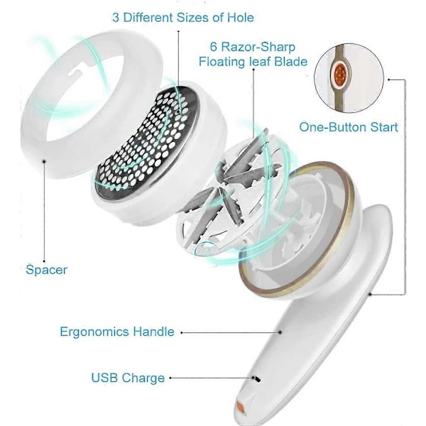 USB Stof Fnugfjerner, Genopladelig Sweaterbarbermaskine med 2 Udskiftelige Rustfri Stålblade, Elektrisk Hårbolde-trimmer, Fjerner (Guld)