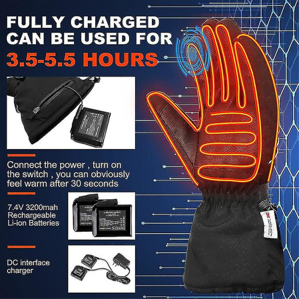 Skidåkning Utomhusåkning Elektriska handskar Fem fingrar pekskärm Varma Anti-kall värmehandskar L