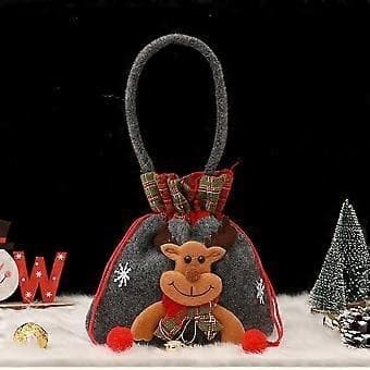 3 st julväskor julklapp dragskoväska för godis äppelväskor tomte snögubbe älg björn juldekor