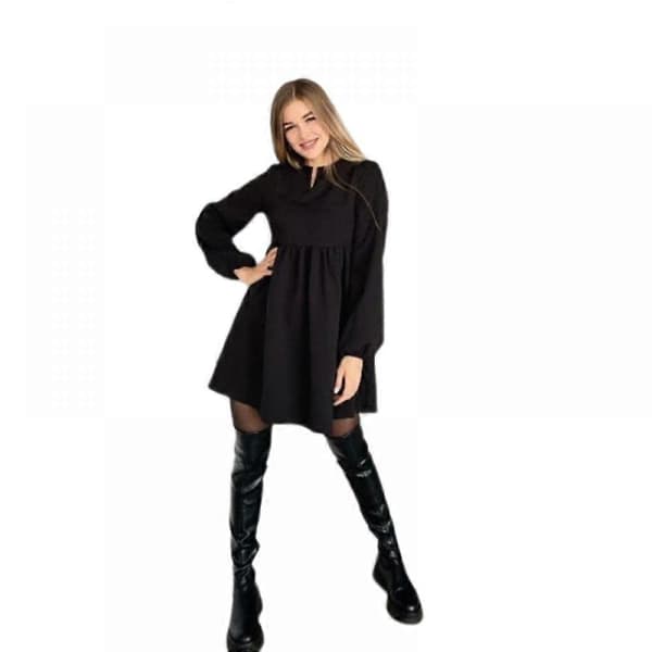 Dame 2023 Split V-hals Flæse Chiffon Elegant Mini Kort Nederdel Kjoler (Sort S)
