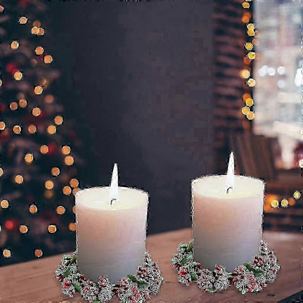 Julstjärna Ljusstake Med Bär & Tallkotte Krans Ljusring Glas Teeljus Ljusstake Dekorativ För Hem Bröllop Vardagsrum Sovrum Dekoration