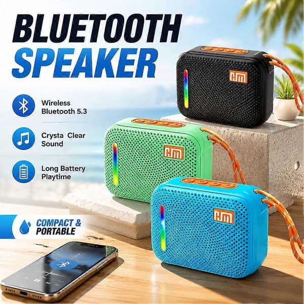 HM-830 Bluetooth-høyttaler Integrerte LED-effekter Flere innganger Bærbart design blue