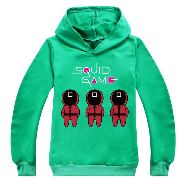 Squid Game Kids unisex långärmad huvtröja Sweatshirt Pullover Toppar Green 3-4Years