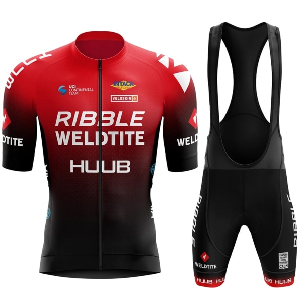 HUUB Team Cykeltrøje+Smækshorts Sæt 2023 Mountainbiketøj til mænd Kortærmet jakkesæt Sports MTB cykeltræningsuniform Red-Bib Asian size-M