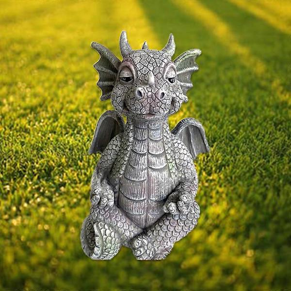 Sød Baby Drage Statue Have Ornament Kunst Resin Håndværk Loong med Små Vinger