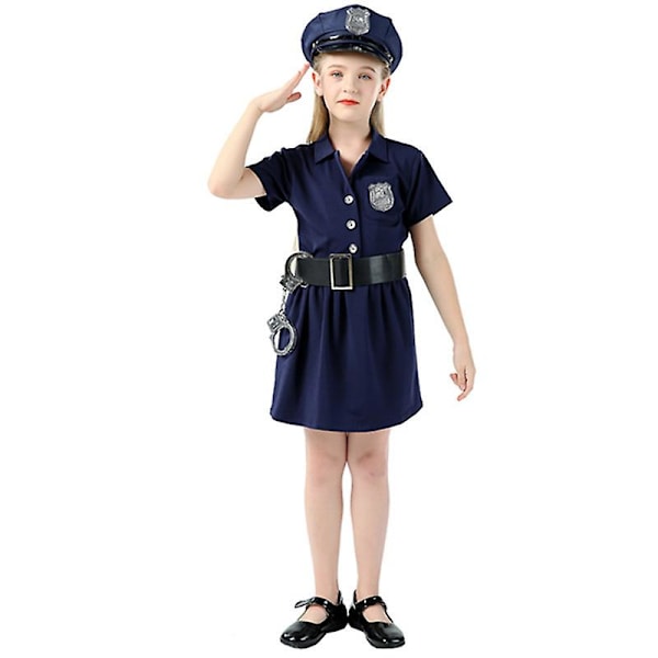 Purim Kid Politi Trafikbetjent Kostumebetjent Kaptajn Rollespil Cosplay Fancy festkjole Karneval Halloween Girl S