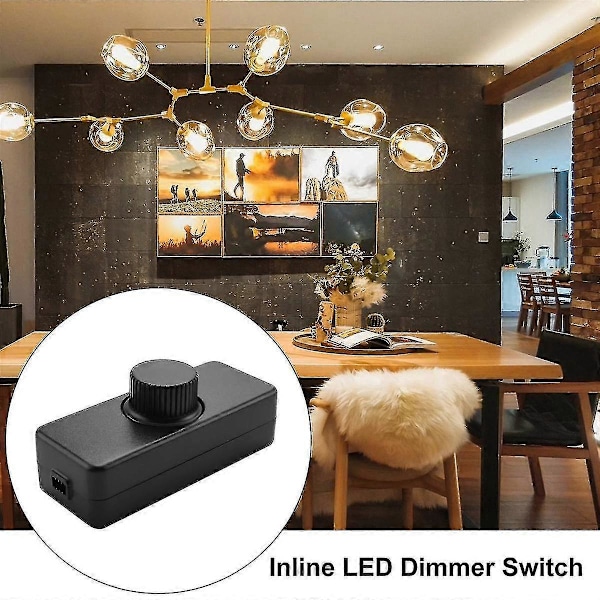 Inline LED Dimmer Switch, Inbyggd På/Av och Vredkontroll Dimmer För Dimbar 3-100w LED/Glödlampa