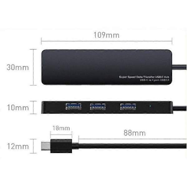 1 Styck ABS 4-i-1 Adapter, Svart, 10.9*3*1 cm
