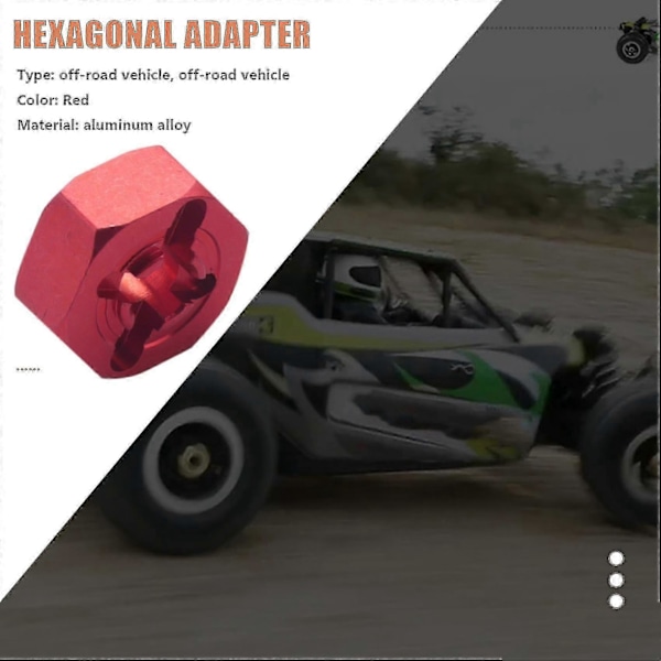 Aluminiumslegering 12mm Kombiner Hjulnav Hex Adapter Oppgraderinger For 144001 1/14 Rc Bil Reservedeler, rød