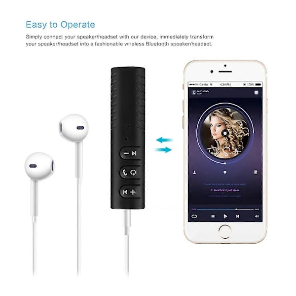 PIX-LINK B09 Trådløs Bluetooth-kompatibel Receiver 5.0 Adapter Sort Jack 3.5mm Trådløs Receiver Til Bil PC Musik MP3 Højttaler