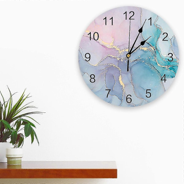 Marmor Turkos Rosa Väggklocka Modern Design Vardagsrum Dekoration Köksklocka Tyst Väggklocka Heminredning