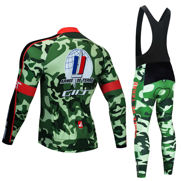 2023 Team Camouflage Cykeljackor 20D Pad Pants Kostym Ropa Ciclismo Herr långärmad Cykel Maillot Culotte Cykeltröja Cycling Clothing 2 3XL