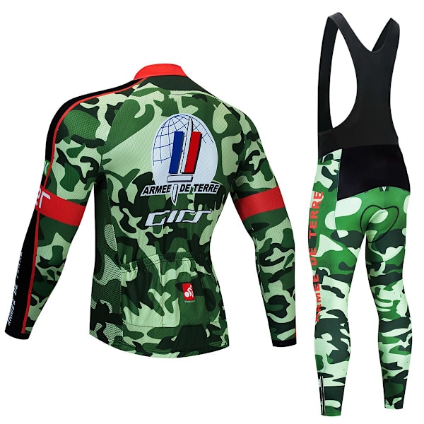 2023 Team Camouflage Cykeljakker 20D Pad Bukser Dragt Ropa Ciclismo Langærmet Cykel Maillot Culotte Cykeltrøje Cycling Clothing 3 4XL