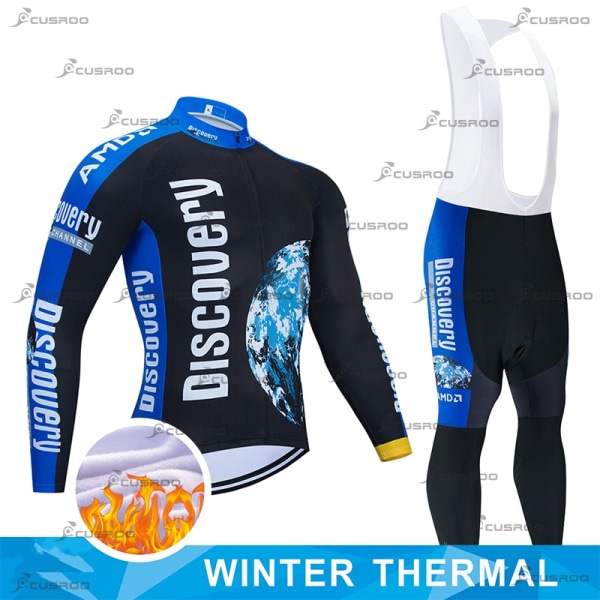 DISCOVERY TEAM LONG Sets MTB cykeltröja Custom Made Ropa Ciclismo Short Cycling Wear Team Winter Thermal Fleece 1 XS