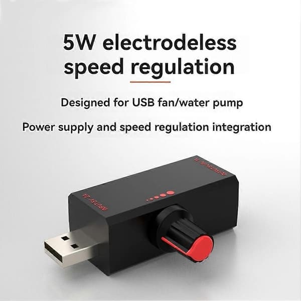 5W 5V Ventilator Hastighedsregulator Induktionshastighedsregulator med Afbryderbeskyttelse USB-interface Bærbar Telefonkøling Black