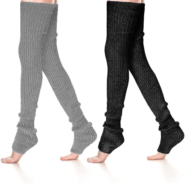 2 paria naisten kaapelineulotut jalkojenlämmittimet talvella lämpimät polven yli Sukat pitkät