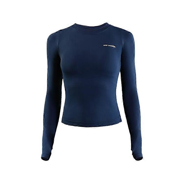 Langermet Yoga Topp Dame Løpe T-skjorte Trenings Fitness Gym Sport Topp Trening Crop Top Ensfarget