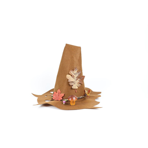 Halloween Häxhatt Trollkarl Häxa Spetsad Applikation Lång Hatt Magic Hatt Festhatt brown