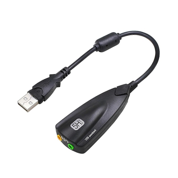 Ulkoinen 7.1-kanavainen USB-äänikortti 3,5 mm:n mikrofonilla Laadukas äänikorttimuunnin Kannettava USB-3,5 mm -sovitin Musta