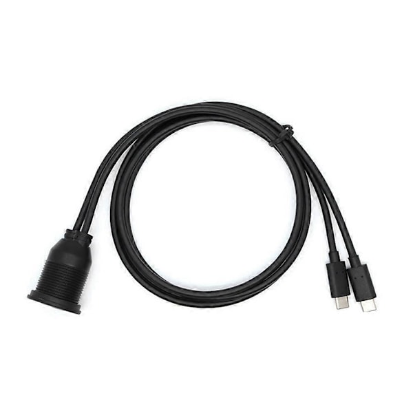 USB Typ C Förlängningskabel 1M Hane till Hona Dubbel Port Vattentät Bilmontering Infälld Kabel för Bil Lastbil
