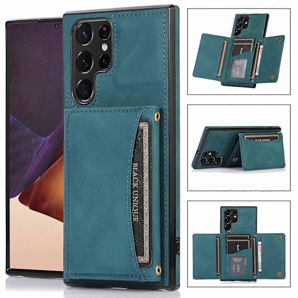 Galaxy S24 Ultra Skal, PU Läder Ställ Kortfack Magnetisk Baksida Flip Folio Skyddande Fodral för Kvinnor Män Flickor