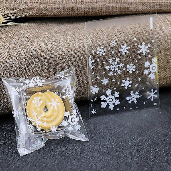100 stk. Snøfnugg Jul Plast Godteri Kjeks Snacks Emballasjepose Gaveposer til Hjem Bryllup Bursdagsfest