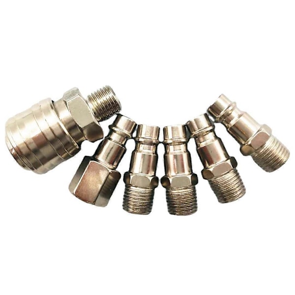 Luftkobling og stiksæt, luftslangefittings, industriel pneumatisk luftkompressor-konnektor, hurtigkoblings-tilbehørssæt, pakke med 6