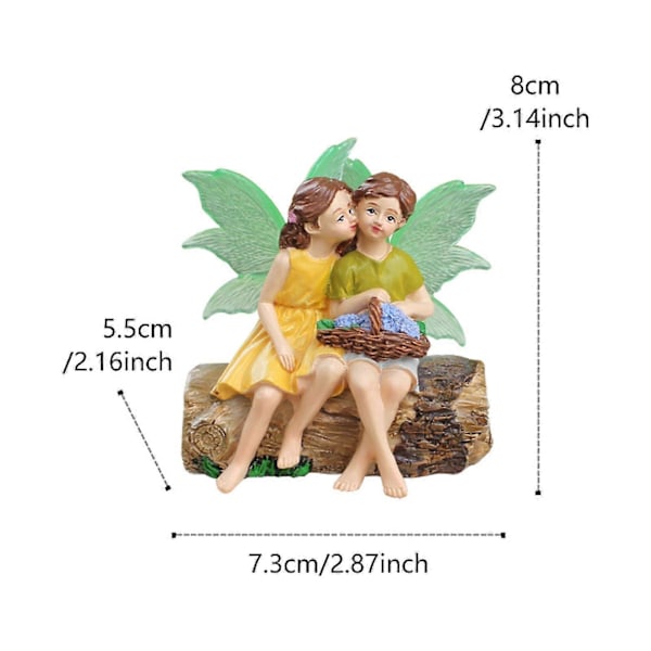 Miniatyr Fe Trädgårdstillbehör Pojke Flicka Fe Mikro Landskap Ornament