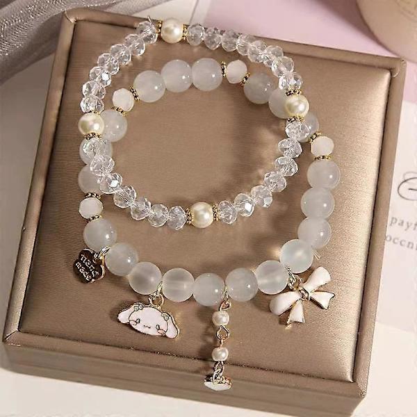 Armband Set Kristallpärlor Pärlarmband Sött Tecknat Stretch Pärlarmband Flicka Damer Vänskapsmycken (Guilin Hund) Systerarmband