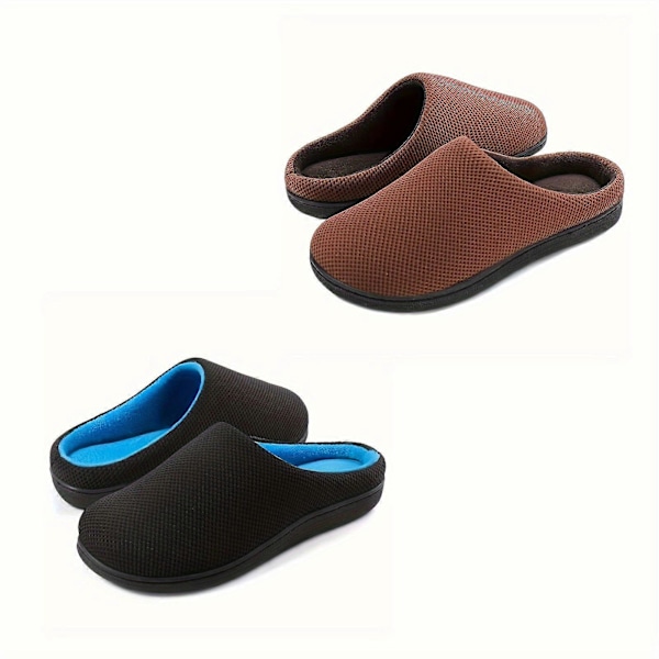Nya modeller Herrtofflor i Memory Foam, Andningsbara Lätta Halkfria Slip-On Skor med Foder för Inomhusbruk