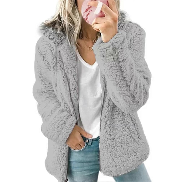 Ytterkläder Dam Damkappa Vinter Varm Fluffig Luvförsedd Långärmad Vardaglig