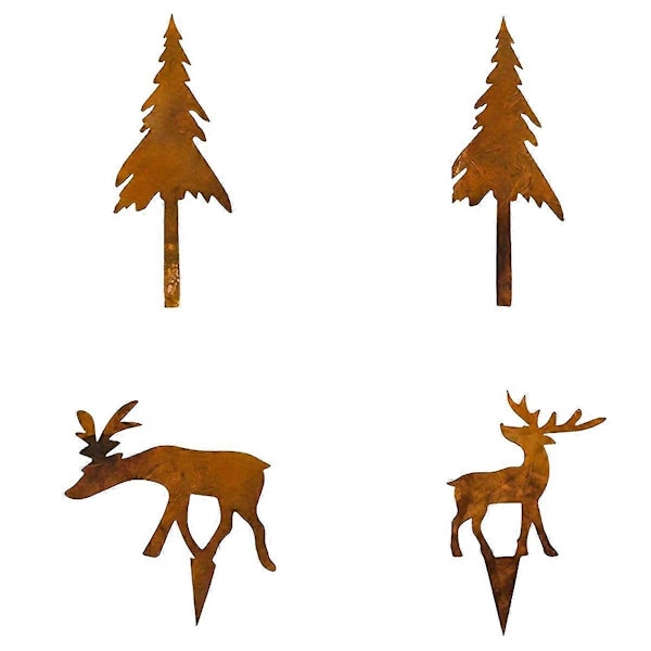 Julbock i metall Julgransdekoration Stake 4-pack Utomhus Trädgård Juldekoration Jul Utomhusdekor