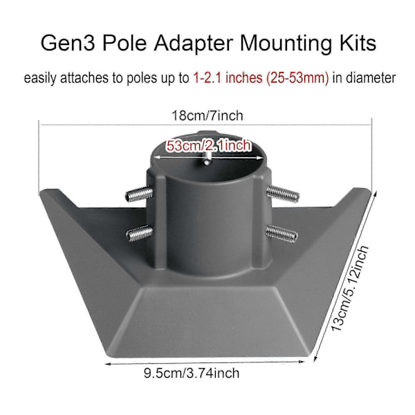 Feste for Starlink, Gen 3 Rør-adapter for Starlink V3 Stangfeste