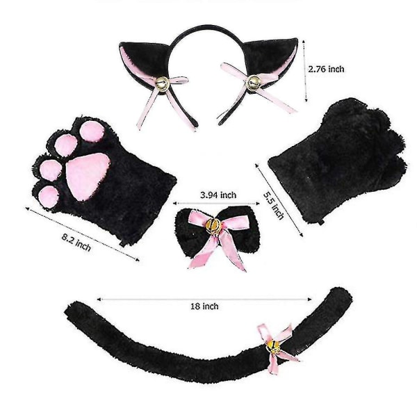 Rask levering 6 stk Cute Cat Cosplay Costume Cat Full Outfit Set Party Fancy Dress