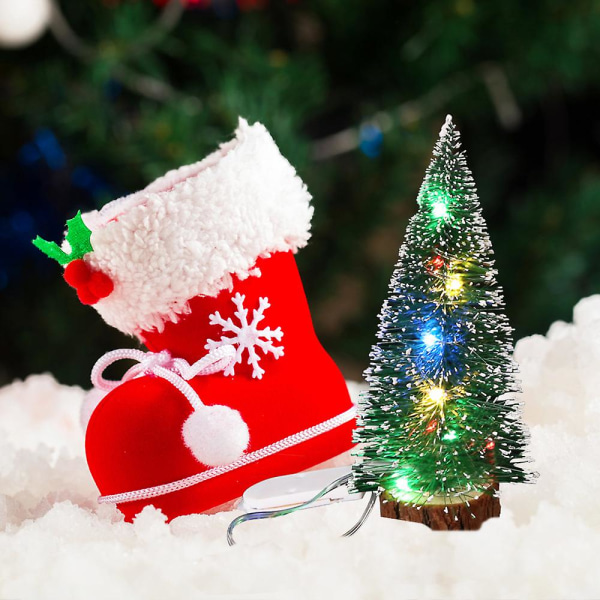 Mini Ceder juletræ med led lys Fest lille fyrretræ String Light Home Xmas Decor Gift Multicolor Light