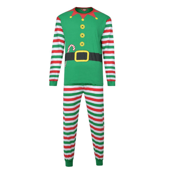Familiematchende julestripete pyjamas Julepysjamas fritidssett Men XL