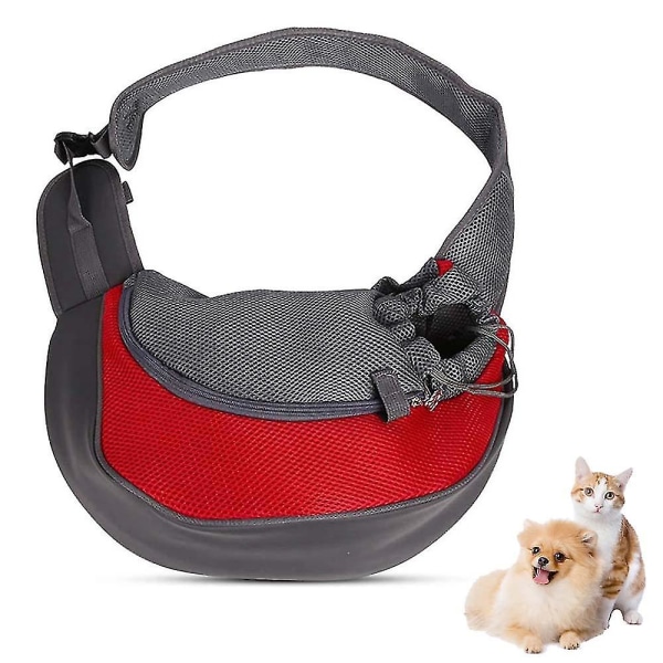 Pet Dog Sling R, Able Mesh Travelling Pet Hands- Sling Bag Justerbar polstret S-pose Enkelt skuldertaske til hunde Katte Rose red