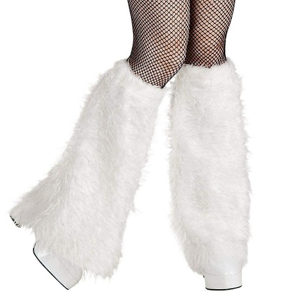 Furry Fuzzy benvärmare för kvinnor Lång benvärmare manschett Varmare stövelmanschett WHITE