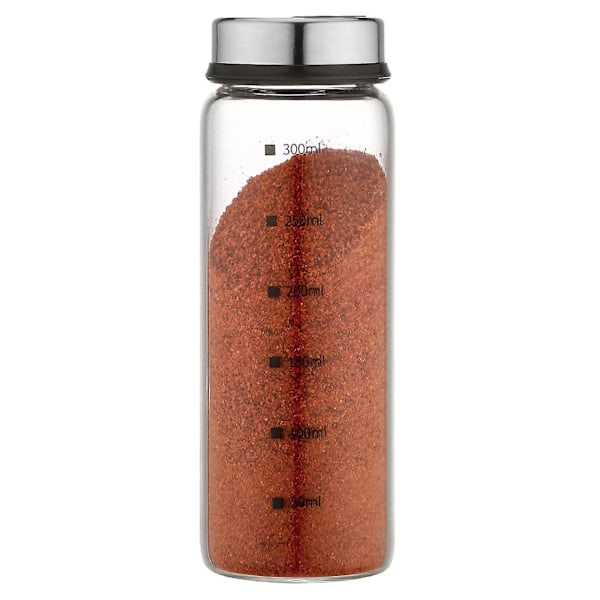 300 ml Glas Kryddburk Med Skala 4 Utlopp Kryddburkar Kök Chili Pepparpulver Ströburk