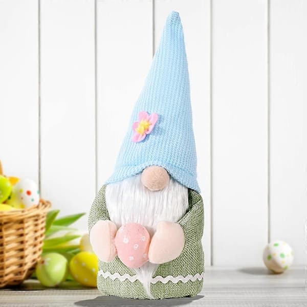 Påskehare Gnome Holder Egg Kanin Dukke Ornamenter Tilbehør