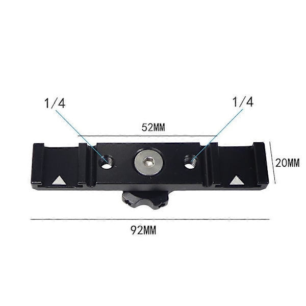Blixtskofäste Dubbel Blixtsko Förlängningsarm, Aluminium Monteringsplatta Adapter, Dubbel Förlängningsblixtsko för LED Videobelysning, Displayenheter