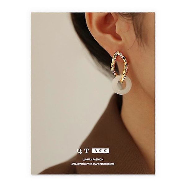 Messingbelagte 18k minimalistiske design øreringe med natursten