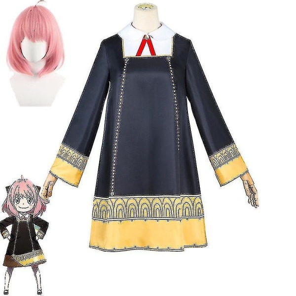 Rask levering Anime Spy X Family Anya Forger Cosplay kostymesett Halloween karnevalsfestkostyme for voksne barn With wig XXXL