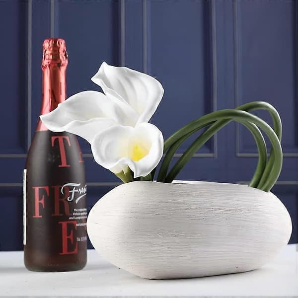 Hvide Calla Liljer Kunstige Blomster Store Real Touch PU 63cm 6 stk