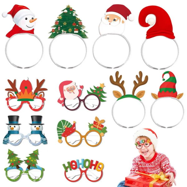 12 stk Julebriller Glitter Fest Briller Rammer Julepynt Kostyme briller for julefester 12pcs