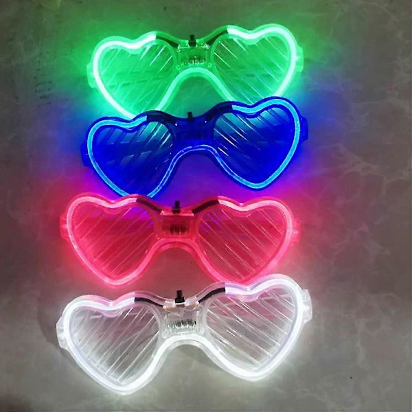 10 Pakning Selvlysende Festartikler LED-briller Hjerteform for Jul Bursdag Rave Konsert Halloween