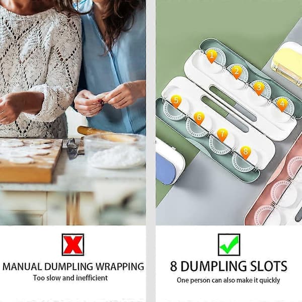 Dumpling Maker Form för 8 Degplattor med Sprayflaskor, Portabel Degpress Set, Gyoza Press blå