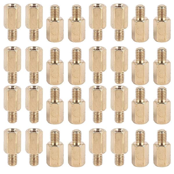 50 st PC PCB Moderkort Mässing Standoff Hexagonal Distans M3 7+4mm